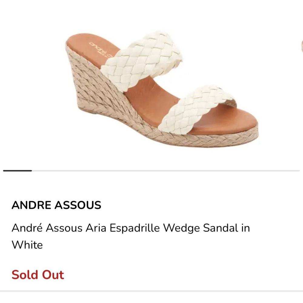 NWT ANDRE ASSOUS Aria Espadrille Wedge Sandal Size 9/40 White Brown